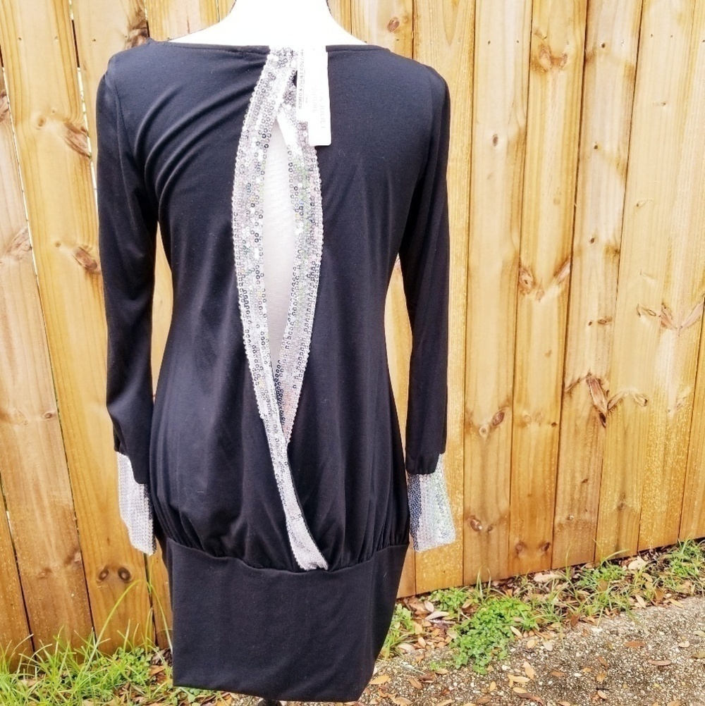 Romeo & Juliet black sequins Open Back Dress D72 - Picture 3 of 5